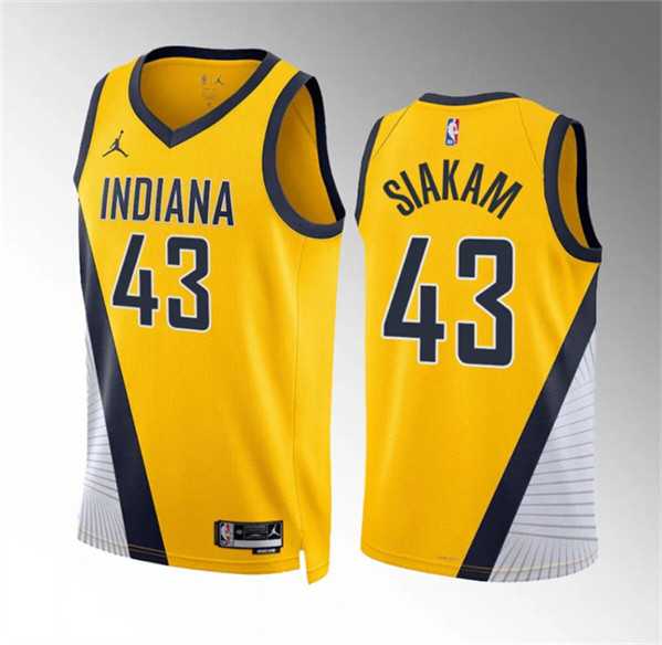 Mens Indiana Pacers #43 Pascal Siakam Yelllow Statement Edition Stitched Basketball Jersey Dzhi